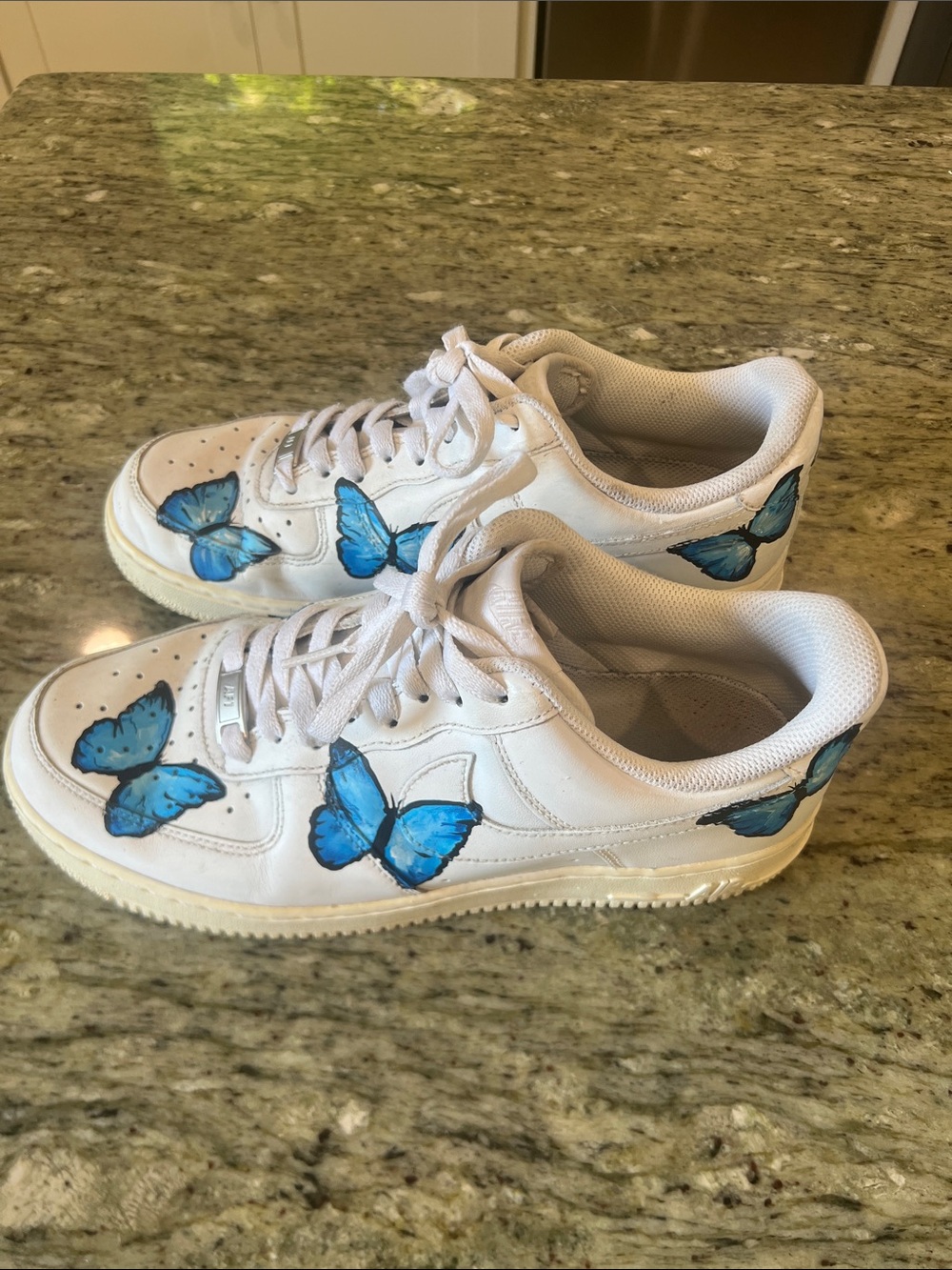 Nike Air Force 1 Low Custom Blue Butterfly Sneakers